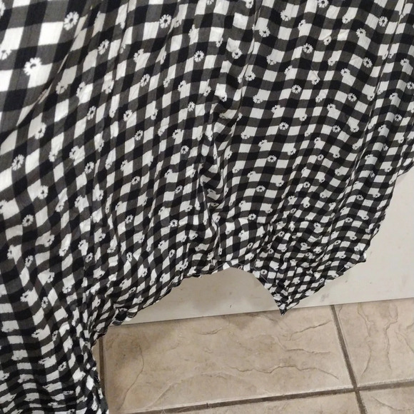 NWT Maurices Black & White Floral Gingham Summer Midi Dress Sz XL-Smocked Waist - Picture 7 of 9